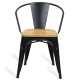 Metal industrial chair Bistro Arms Wood