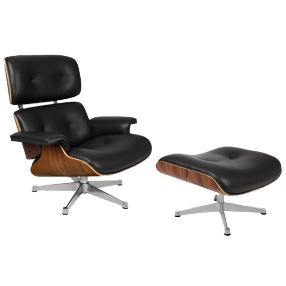 Replica Eames Lounge Chair com pé cromado por Charles & Ray Eames