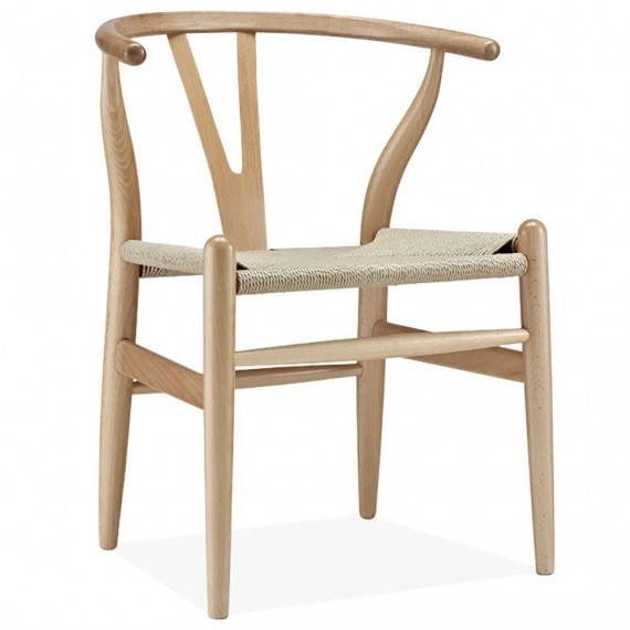 Réplica da cadeira escandinava Wishbone CH24 de alto padrão em madeira de faia