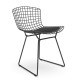 Replica Bertoia metal chair in black steel in industrial style of the famous designer Hans J. Wegner