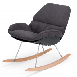 Réplica balancín de diseño Bay Rocking Chair con cojín gris