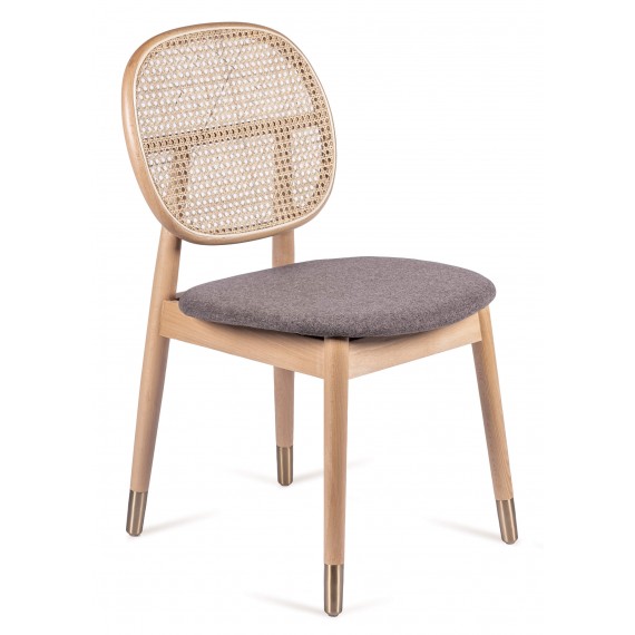 Marsh Chair in Natural Rattan and Cotton Cushion Vintage Style