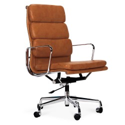 Replica of the EA219 soft pad office chair in aged vintage leather
