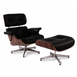 Eames lounge chair replica in leatherette and chrome base by Charles & Ray