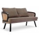 Loveseat Leeds sofa in natural rattan and vintage-style cotton cushion.
