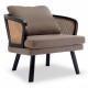 Leeds armchair in natural rattan and vintage-style cotton cushion