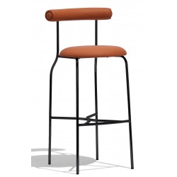 Elbow industrial stool upholstered in imitation leather