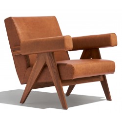 Confort Compass lounge chair in teak wood and Italian leather