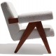 Confort Compass lounge chair in teak wood and bouclé fabric