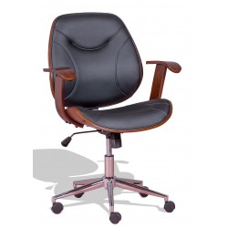 Cambridge Office Chair in Walnut Wood and Leatherette Cushion