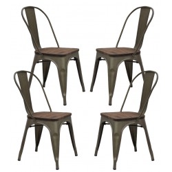 Pack 4 Moulin chairs in synthetic rattan