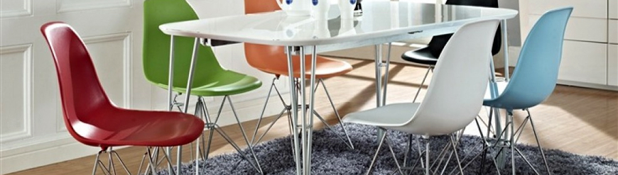 Replicas of the Eames DSR chair.
